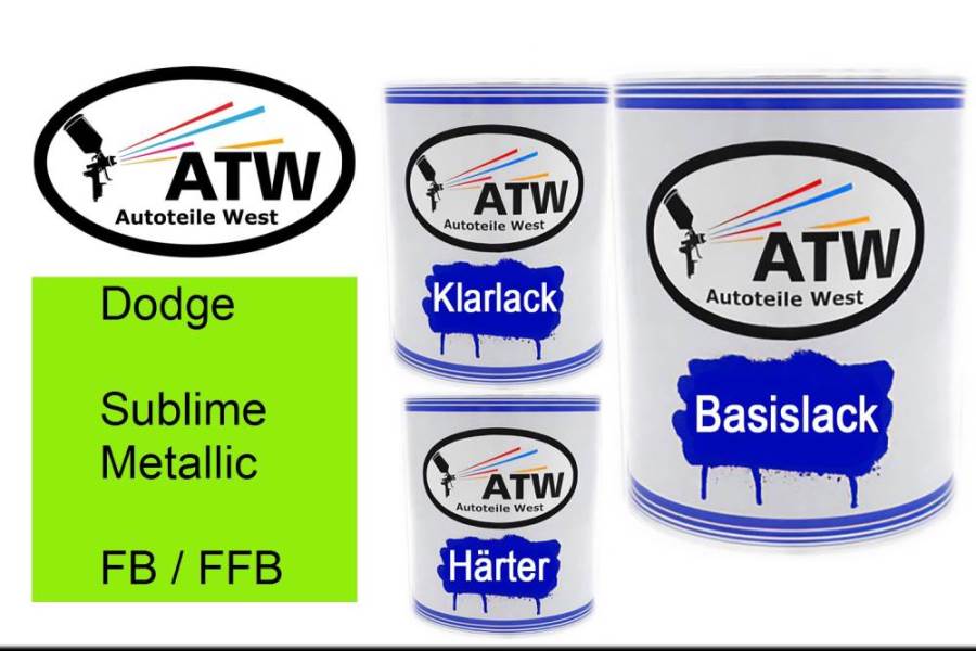 Dodge, Sublime Metallic, FB / FFB: 1L Lackdose + 1L Klarlack + 500ml Härter - Set, von ATW Autoteile West.